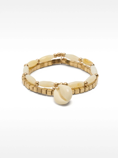 Жіночий біло-золотий браслет Parfois артикул 235055 _WT FW2025 Фото ракурс 1 - Жіночий біло-золотий браслет Parfois артикул 235055 _WT FW2025
