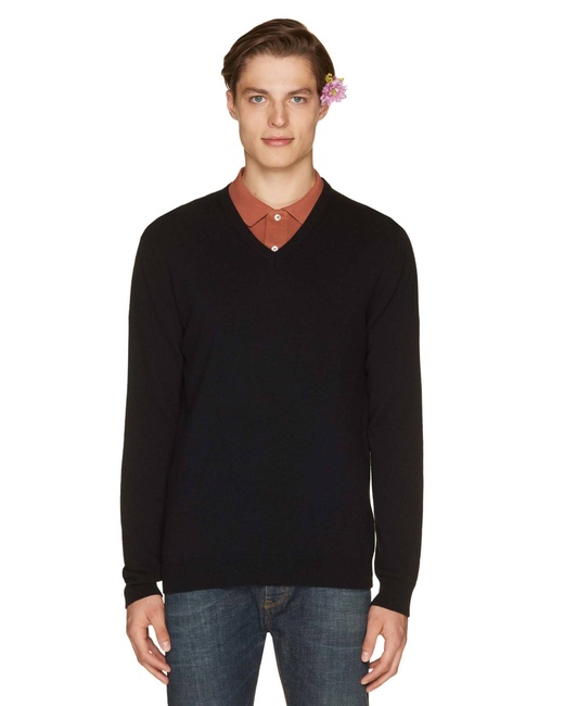 Фото ракурс 1 - Мужской черный джемпер Benetton артикул 1002U4407 100 25A