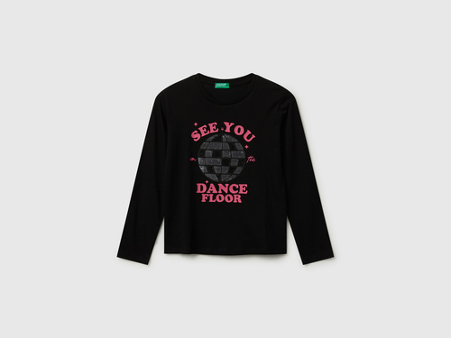 Фото ракурс 1 - Чорний лонгслів Benetton для дівчаток артикул 3I1XC10QJ.G 100 25A