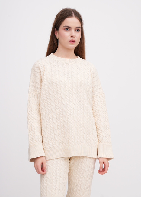 Жіночий молочний светр EQUILIBRI артикул W391 056 100 MILK FW2025 Фото ракурс 1 - Жіночий молочний светр EQUILIBRI артикул W391 056 100 MILK FW2025