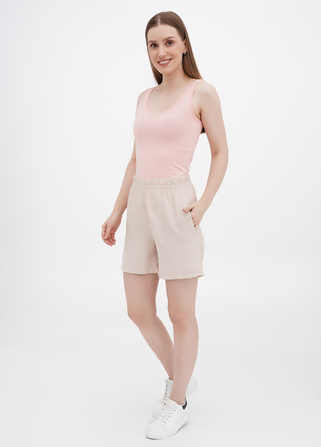 Фото ракурс 1 - Жіночі бежеві шорти EQUILIBRI артикул DEM Short Linen Beige SS2023