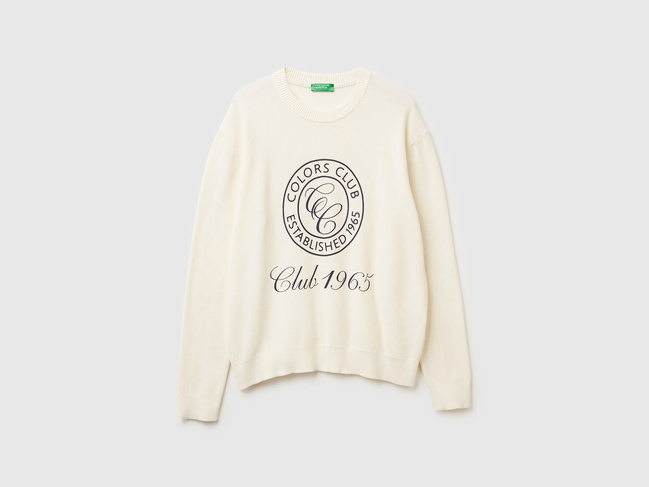 Чоловічий бежевий светр Benetton артикул 10C1K10AI 0R2 25A Фото ракурс 1 - Чоловічий бежевий светр Benetton артикул 10C1K10AI 0R2 25A