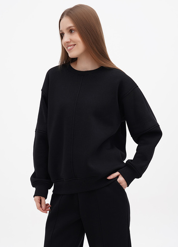 Фото ракурс 1 - Женский чёрный свитшот EQUILIBRI артикул OD Sweat EQ Black FW2024