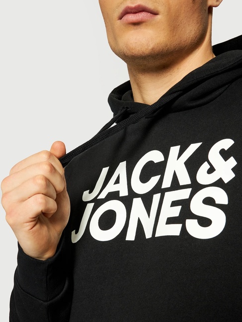 Фото ракурс 5 - Мужское чёрное худи Jack & Jones артикул 12152840 Black FW2024