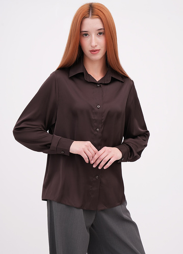 Фото ракурс 1 - Жіноча коричнева блузка EQUILIBRI артикул W421 036 000 Brown FW2025