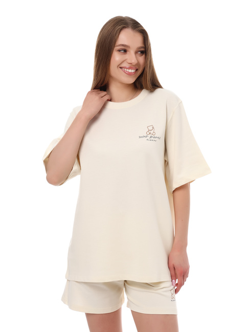 Жіноча молочна футболка EQUILIBRI артикул W291 039 100 ECRU SS2025 Фото ракурс 1 - Жіноча молочна футболка EQUILIBRI артикул W291 039 100 ECRU SS2025