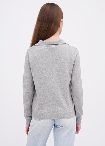 Фото ракурс 2 - Жіноча сіра футболка поло EQUILIBRI артикул BW314001 000 Grey FW2025