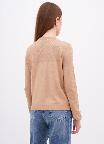 Фото ракурс 2 - Женский бежевый джемпер EQUILIBRI артикул W345 023 000 Beige FW2025