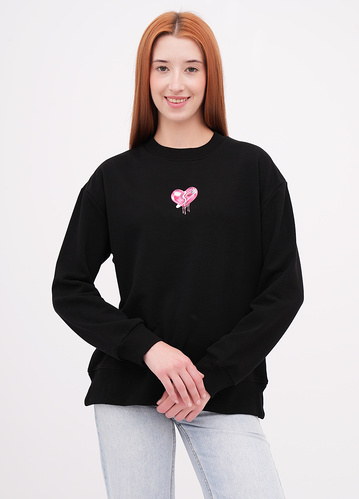 Фото ракурс 1 - Жіночий чорний світшот EQUILIBRI артикул W231 036 000 Black FW2025