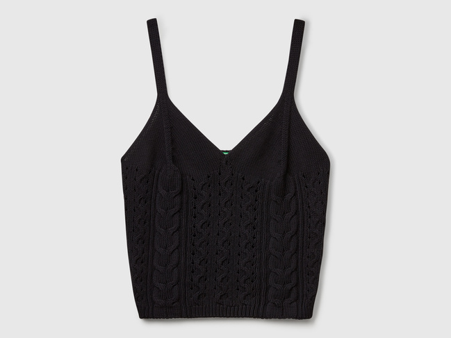 Жіноча чорна майка Benetton артикул 101TDH01B 100 25P Фото ракурс 5 - Жіноча чорна майка Benetton артикул 101TDH01B 100 25P