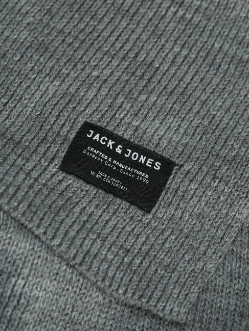 Фото ракурс 3 - Мужской серый шарф Jack & Jones  артикул 12098582 Grey melange FW2024