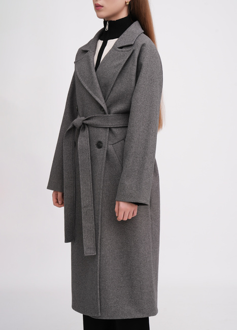 Женское серое пальто EQUILIBRI артикул BW173002 000 Grey FW2025 Фото ракурс 3 - Женское серое пальто EQUILIBRI артикул BW173002 000 Grey FW2025
