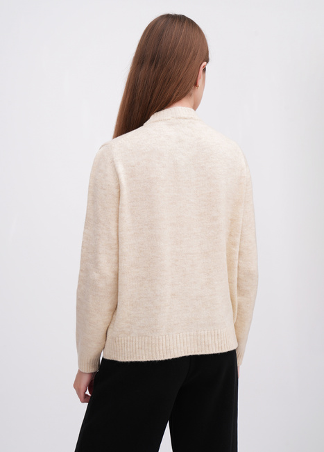 Фото ракурс 3 - Женский бежевый кардиган EQUILIBRI артикул W343 012 000 Beige FW2025