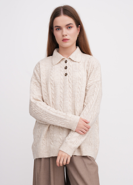 Фото ракурс 1 - Жіночий бежевий светр EQUILIBRI артикул W342 076 000 Beige FW2025