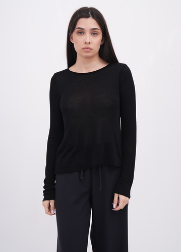 Фото ракурс 1 - Жіночий чорний лонгслів EQUILIBRI артикул W315 010 001 Black FW2025